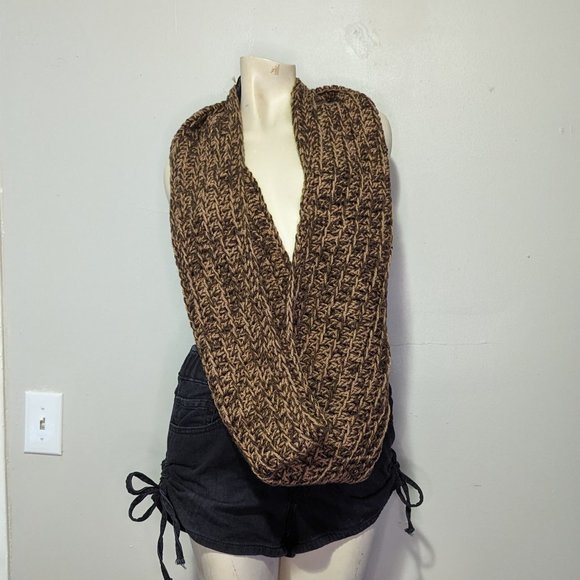 Hand Crafted Light and Dark Brown Crochet Infinity Scarf - Picture 1 of 3